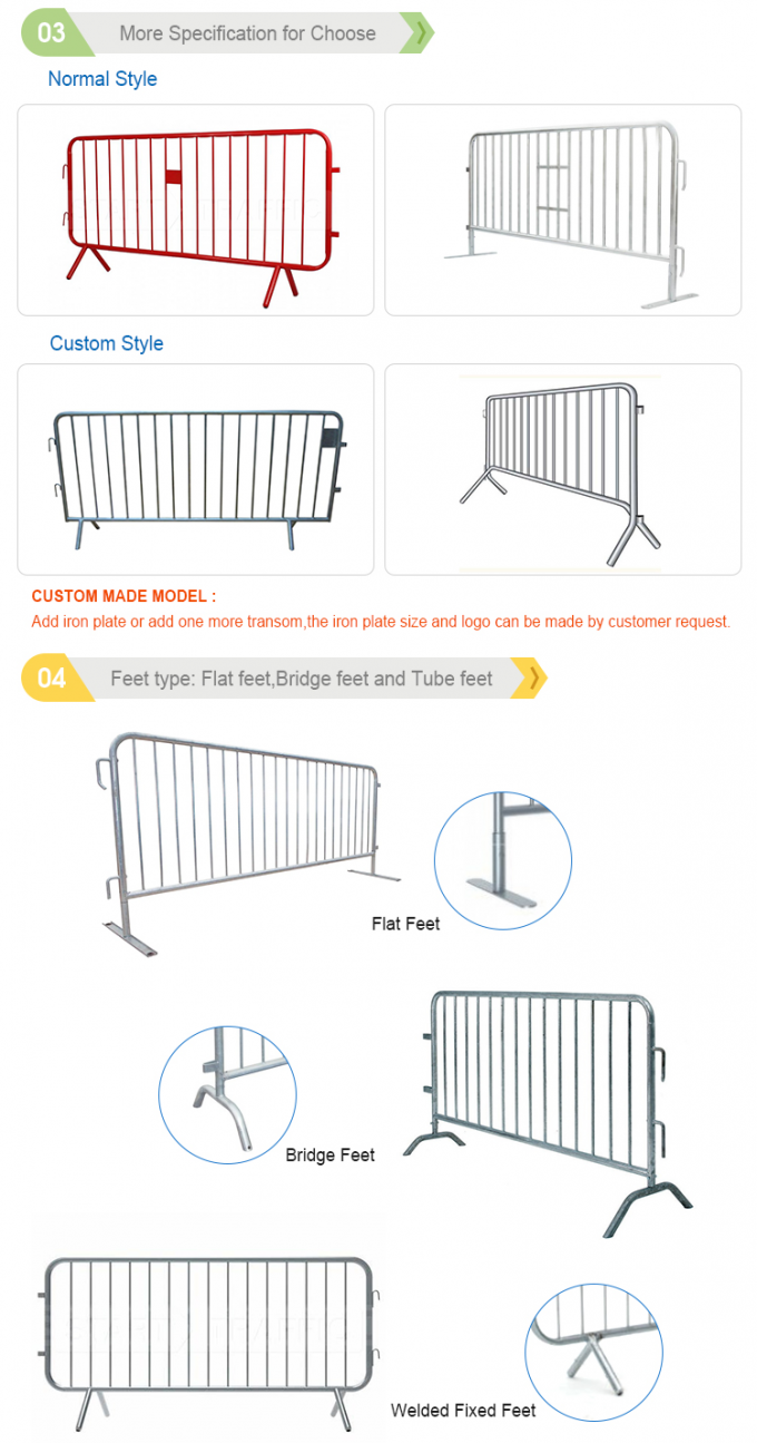 Προσαρμοσμένο 1.1 * 2.2m προσωρινό φράχτη εύκολα συναρμολογημένο φορητό μεταλλικό ατσάλινο φράχτη / οδική κυκλοφορία 2