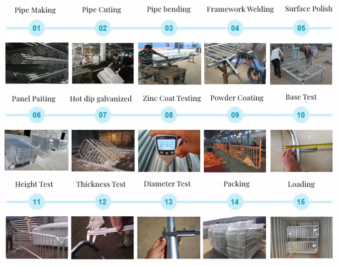 Ζεστά βουτηγμένα γαλβανισμένα μεταλλικά φράγματα ελέγχου πλήθους 4