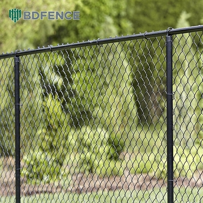8 Ft Chain Link φράχτης PVC επικαλυμμένο μαύρο βινύλιο κυκλώνα σιδηρούνιου σύρματος πλέγμα μεταλλικό φράχτη για εξωτερικό κήπο φράχτη πάνελ
